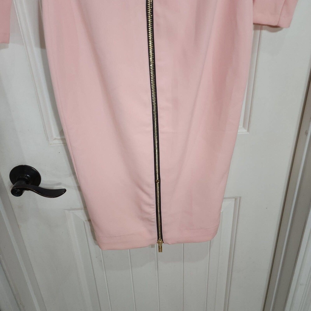 House of CB Womens Dress Dominique Baby Pink Full Zip Deep V Neck Bodycon Sz XS - Picture 11 of 12